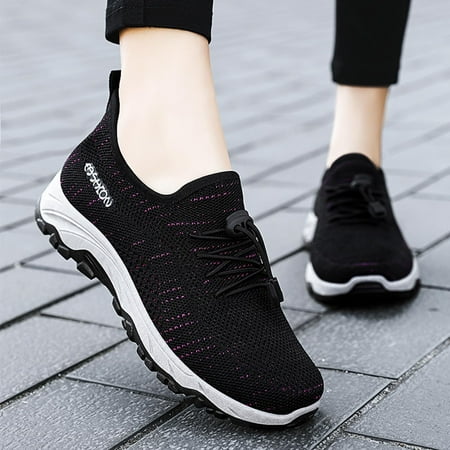 

Christmas Fashion Summer Autumn Women Sneakers Flat Bottom Lightweight Fly Woven Mesh Breathable Lace Up