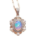 thumbnail image 2 of Collier Fleur Perle Argentée 925 Opale, Collier Délicat Pierre de Naissance Opale Feu pour Femmes, 2 of 7