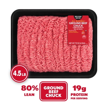 All Natural* 80% Lean/20 % Fat Ground Beef, 4.5 lb Tray