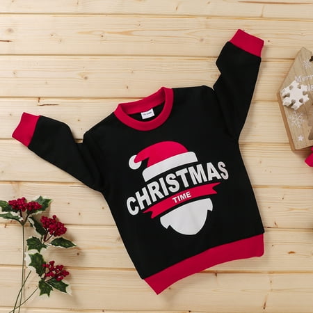 

PEONAVET Christmas Baby Clothes Baby Boy Clothes Toddler Kids Baby Boys Girls Christmas Letter Santa Printing Sweatshirt T-shirt