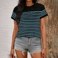 thumbnail image 2 of yillto Women Short Sleeve Tops Crewneck Striped Basic Tee Shirts Summer Tshirt Casual Fashion Outfits, 2 of 6