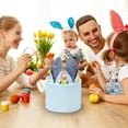 thumbnail image 5 of Holloyiver Easter Bunny Basket, Seersucker Egg Bags for Kids, Cute Easter Bucket Bags with Rabbit Ears, Stripe Canvas Toys Bucket Tote for Easter Eggs Hunting, Easter Party Gifts, 5 of 5
