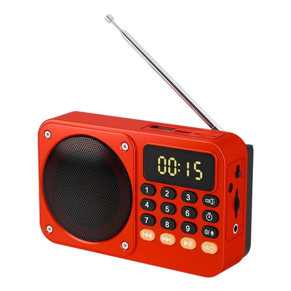 Portable Digital Radio with Bluetooth, LED Flashlight, FM Radio, Recorder, USB/TF Player, Rechargeable, for Seniors (TF Card Not Included)