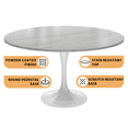 thumbnail image 5 of LeisureMod Verve Mid-Century Modern 48" Round Dining Table with Sintered Stone Top and White Steel Pedestal Base for Dining Room and Kitchen, White, 5 of 10