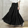 thumbnail image 6 of Fgnfyis Women's Spring Summer Casual High Waist Linen Solid Pleated Loose Swing Half Length Skirt Flowy Midi Skirt Black XXXXL, 6 of 6