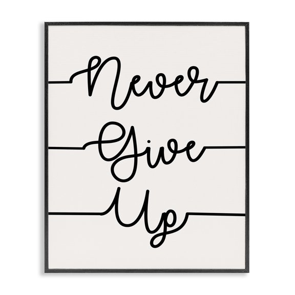 Stupell Industries Scandinavian Never Give Up Phrase Abstract Line Typography Black Framed Giclee Art, 11 x 14, by SD Graphics Studio
