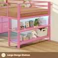 thumbnail image 6 of Amuzer Twin Loft Bed with 6 Storage Drawers,Open Storage Shelves, Low Metal Loft Bed with LED Lights,Twin Size Bed Frame with 15" H Safety Guardrail,Stairs,Pink, 6 of 8