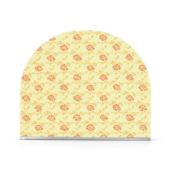 Napkin Holder Orange Floral Pattern Thick U Shape Acrylic Non Slip Space Saving for Kitchen
