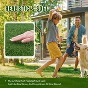 Realistic Artificial Turf Grass, 5 FT X 12 FT Artificial Synthetic Fake Grass, 20MM Green Turf Rug Pet Dogs Lawn Mat with Drainage Holes for Indoor Outdoor Patio Garden Landscape