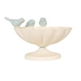 thumbnail image 3 of Creative Co-Op Decorative Metal Scalloped Bowl with 3D Birds on Rim, Antique White and Blue, 3 of 5