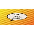 thumbnail image 4 of Live Laugh Love Piggy Bank, Comicbook Style Speech Bubble with a Words on Halftone Background, Ceramic Coin Bank Money Box for Cash Saving, 3.6" X 3.2", Orange Yellow Black, by Ambesonne, 4 of 4