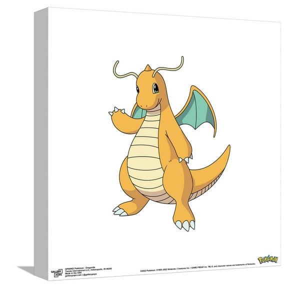 Gallery Pops Pokémon - Dragonite Canvas Wall Art, Unframed Version, 12" x 12"