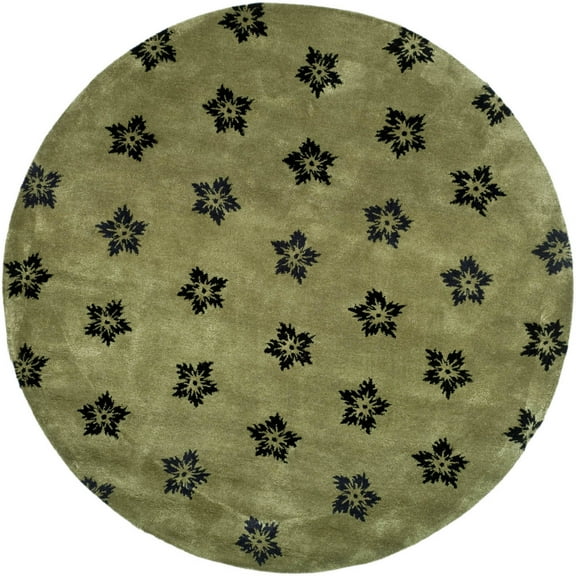 SAFAVIEH Soho Liam Floral Wool Area Rug, Sage/Black, 6' x 6' Round