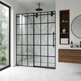 thumbnail image 2 of VIGO Elan 56 to 60 in. W x 74 in. H Sliding Frameless Shower Door in Matte Black with 3/8 in. (10mm) Clear Grid Glass, 2 of 15