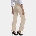 thumbnail image 6 of Women's Stretchy Wide Leg Work Pants Casual Trousers with Pockets Elastic Waist Comfort Fit for Office Wear and Everyday Use,Khaki,XL, 6 of 6