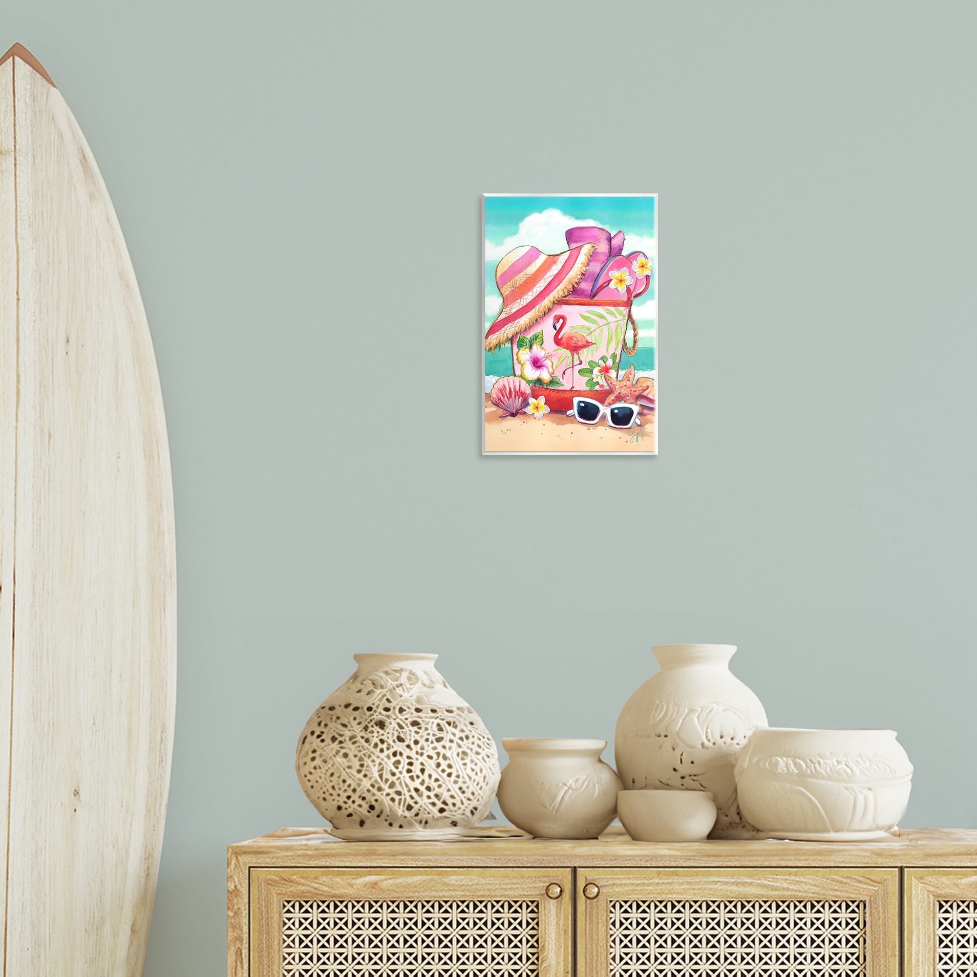 Stupell Industries Floral Beach Bag Nautical & Beach Painting Unframed Art Print Wall Art, 10 x 15