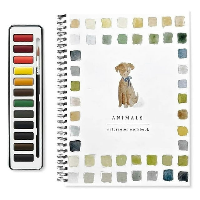 Watercolor Workbook for Beginners - Watercolor Work Books Easy-to-Paint Designs, Simple Painting Project Gift for Artists & Kids, Travel-Friendly