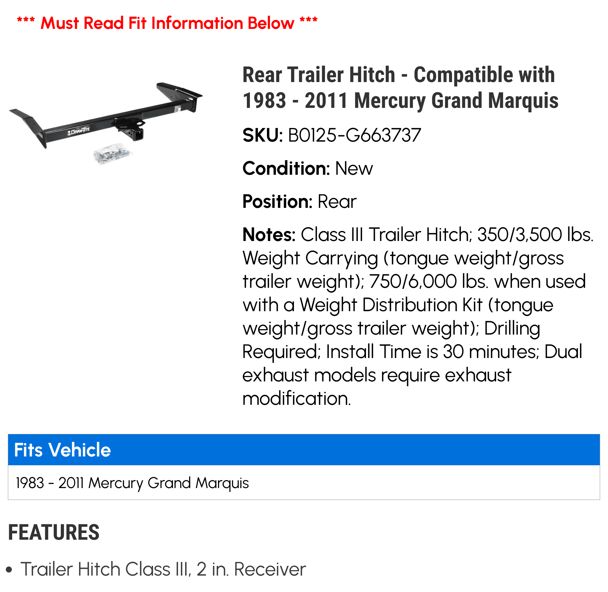 Grand marquis 2024 trailer hitch