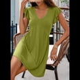 thumbnail image 4 of Vestido Tipo Chaleco Holgado con Mangas de y Escote en V Profundo para Mujer, Color Verde Hierba, Talla L, 4 of 6