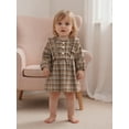 thumbnail image 5 of Miaouyo 0-3T Toddler Baby Girls Plaid Spring Autumn Dress Long Sleeve Round Neck Button Up A-line Dress, 5 of 9