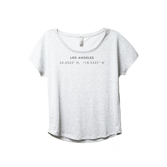 Los Angeles Coordinates Women's Fashion Slouchy Dolman T-Shirt Tee Heather White Large