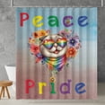 thumbnail image 2 of Peace Love Pride Scottish Fold with Rainbow Sunglasses LGBT LGBTQ+ Shower Curtain Cat Lover Kitten Owner Gifts Waterproof Bathroom Bathtub Curtain - 01004, 2 of 5