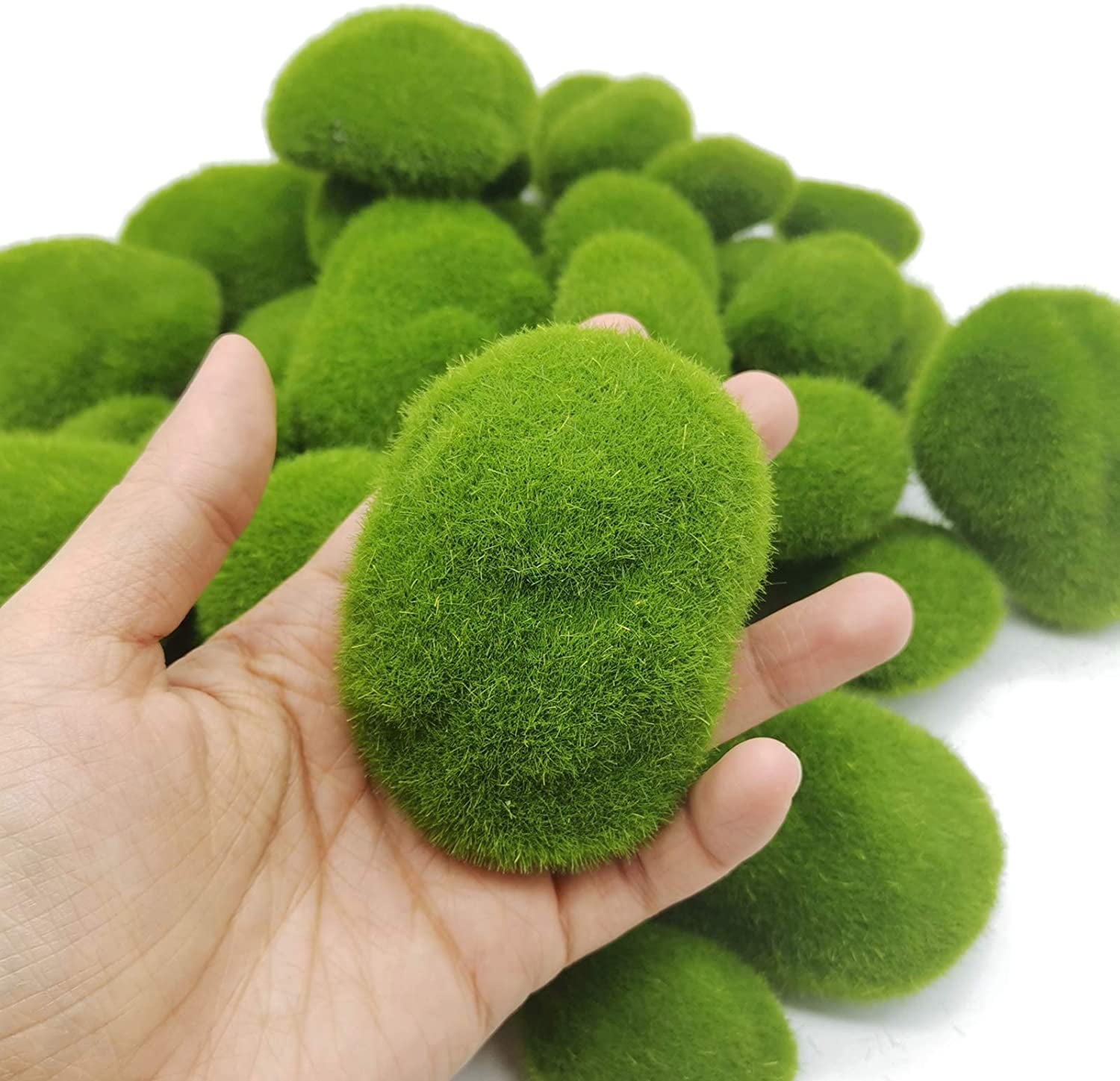 40PCS Artificial Moss Rocks (4 Sizes), Green Moss Decor for Floral Arrangements, Fairy Gardens & Crafting