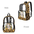 thumbnail image 2 of ZIATUBLES Clear Backpack, Heavy Duty Fabric & PVC Transparent Bookbag with Cow Sunflower Leopard Bow Print, Large Capacity See Through Backpack for School College Work Travel Security, 2 of 7