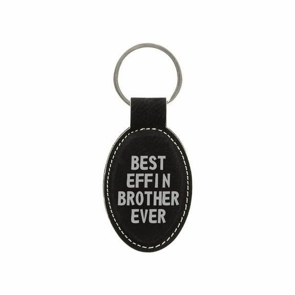 PrecisionNC Funny Brother Gifts Best Effin Brother Ever Engraved Keychain Key Tag Gift from Sibling Sister (Black)