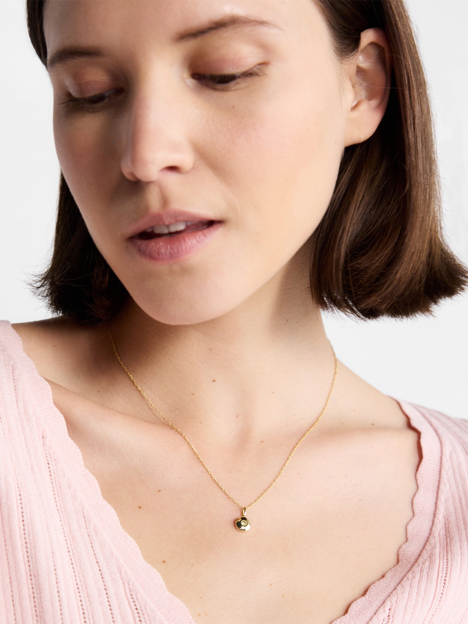 Free Assembly Women's Demi Fine 14K Gold Plated Yellow Cubic Zirconia November Birthstone Necklace, 16" + 2" Extender