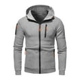 thumbnail image 4 of Rrunsv Men's Full Zip Up Hoodie Sweatshirt Long Sleeve Hooded Coat Outwear(Light Gray,2XL), 4 of 5