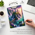thumbnail image 5 of Plastic Clipboard Acrylic Hanging Clip Board with Gold Low Profile Office School Supplies 12.5x9 Lighthouse on Island and Bridge, 5 of 9