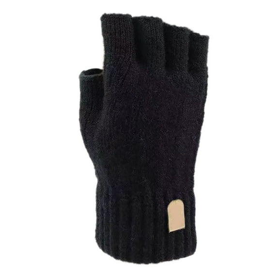 Half Finger Warm Knit Gloves Thickened For Men And Women Autumn Winter Open Finger Thermal Handwear