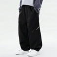 thumbnail image 4 of NAISIBABY Boys Cargo Pants, Elastic Waist Casual Baggy Straight Leg Kids Cotton Fashion Pants Black 11T, 4 of 9