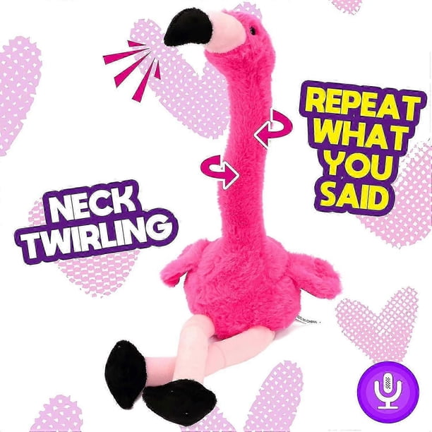 Talking Flamingo Repeats What You Say Twisting Electric Interactive Animated Toy Speaking Plush Buddy Gift for Toddlers Birthday Festival Holiday, Pin