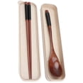 thumbnail image 3 of Juego de 3 cucharas y palillos de madera, cubiertos portátiles, práctico kit de vajilla con caja para fiestas, viajes y picnics (colores surtidos)., 3 of 6