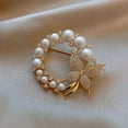 thumbnail image 2 of harmtty Delicate Small Brooch Pin Gift Faux Pearls Rhinestones Butterflies Brooch Costume Accessories, 2 of 8