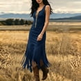 thumbnail image 4 of Asgosdo Women Dresses Summer Sleeveless Front Zipper Tassel Bodycon Slim Fit Trendy Vacation Maxi Dress, 4 of 5