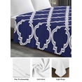 thumbnail image 6 of Quatrefoil Moroccan Pattern Queen Size Flat Sheet, Wrinkleproof & Fadeproof Cooling Flat Bed Sheet Only, Geometric Blue Morocco Breathable Soft Bedding Top Sheets 90 x 102 Inches, 6 of 8