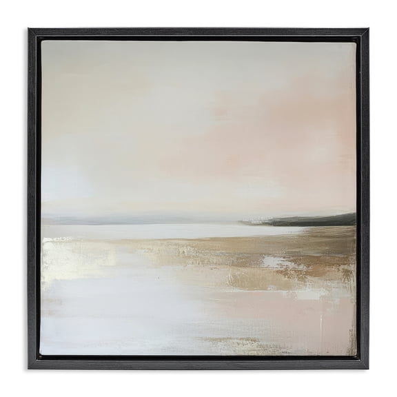 Stupell Industries Transitional Muted Landscape Hidden Coast Black Floating Frame Canvas Art, 18 x 18, by Petals Prints Design