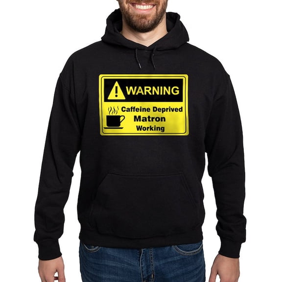 CafePress - Caffeine Warning Matron Hoodie (Dark) - Pullover Hoodie, Classic, Comfortable Hooded Sweatshirt