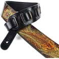 thumbnail image 2 of Walker And Williams KB-23 Skinny Series 2" Wide Black & Umber Brown Premium Carved Grain Leather Padded Guitar Strap With Tooled Koi Fish Design$$Music, 2 of 9