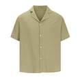 thumbnail image 4 of BXINGOHAI Men's Linen Shirts Short Sleeve Button Down Casual Shirt Business Dress Clothing Beach Fashion Summer Tops Clearance Sale Khaki,XL, 4 of 6