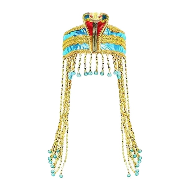 Tocado egipcio, accesorios de disfraz egipcio, diadema con borlas con cuentas novedosas, tocado de reina de Egipto para accesorios de fotografía de Negro