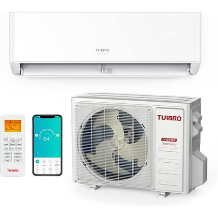 TURBRO 12,000 BTU Ductless Mini Split Inverter AC with Heat Pump, 23 SEER2, 230V, WiFi-Enabled, Cools up to 750 Sq.Ft, Energy Star, Greenland Series