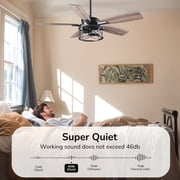 EDISHINE Farmhouse Black Ceiling Fan with Light and Remote Control, 5 Wood Blades, Rustic Farmhouse Ceiling Fan with Light for Living Room, Bedroom, Wet Rated