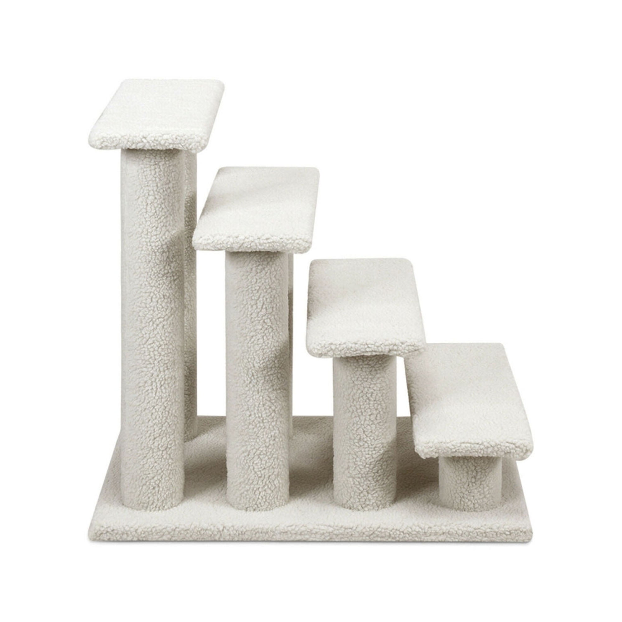 Kadyn 24" Pet Stairs for Small Pet, 4-Step Ramp for Beds and Couch with Non-Slip Carpeted Indoor Ladder, Cat Tree Climber, Beige