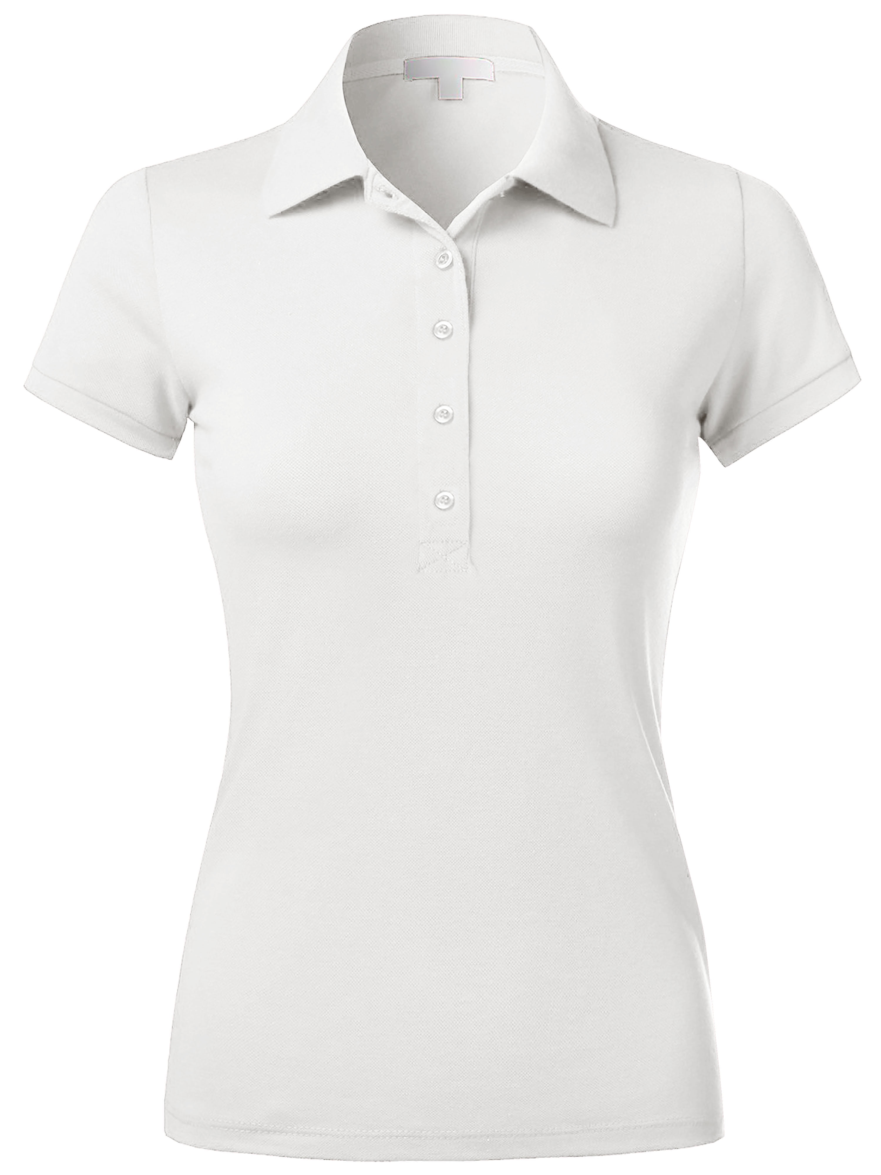 Womens Polo Tee 5 Button Short Sleeve Tennis Uniform T-Shirts Premium Longline