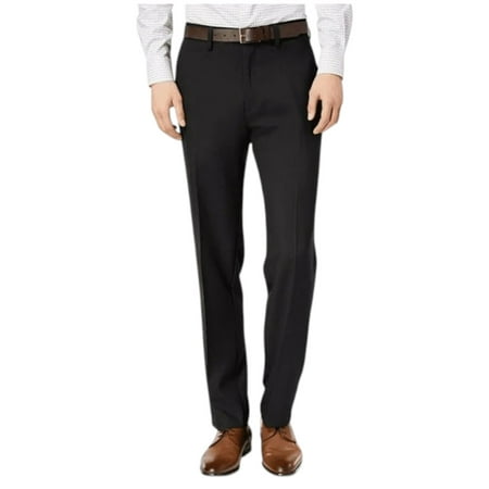 Kenneth Cole Mens Modern fit Dress Pants 36 / 30 Black Solid Stretch