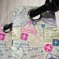 thumbnail image 3 of Ambesonne Airplane Grommet Curtain, Passport Stamps Cities, 50" x 96", Eggshell and Pink, 3 of 6